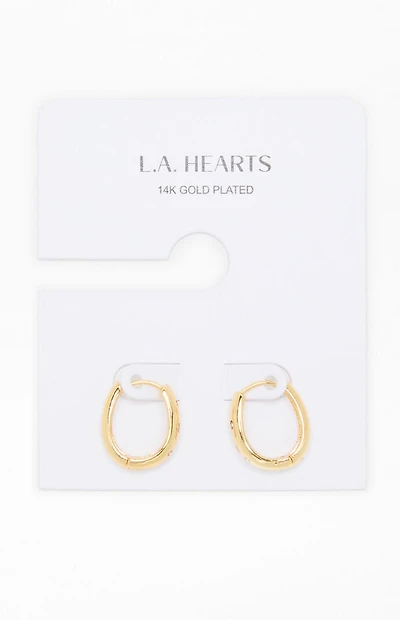 LA Hearts 14K Gold Plated Oval Hoop Earrings