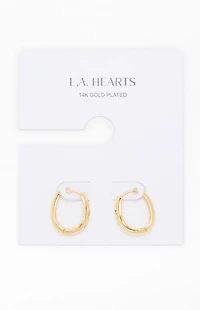 LA Hearts 14K Gold Plated Oval Hoop Earrings