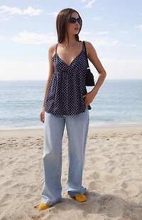 John Galt Blue Polka Dot Edith Tank Top