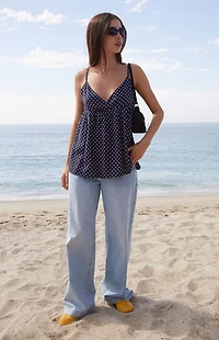 John Galt Blue Polka Dot Edith Tank Top