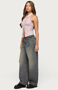 Edikted Side Belt Low Rise Barrel Jeans