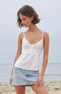 John Galt White Textured Tiffany Tank Top