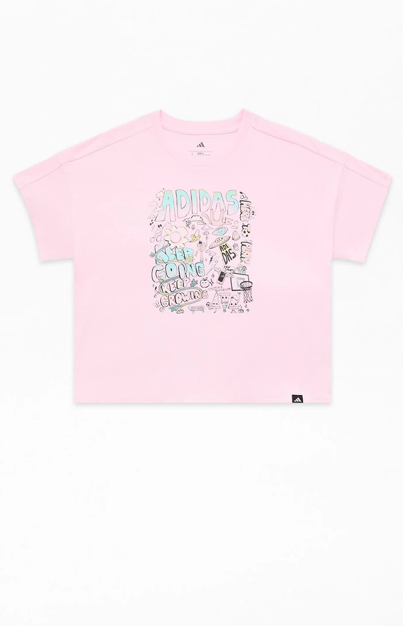 adidas Kids Light Pink Dropped Shoulder T-Shirt