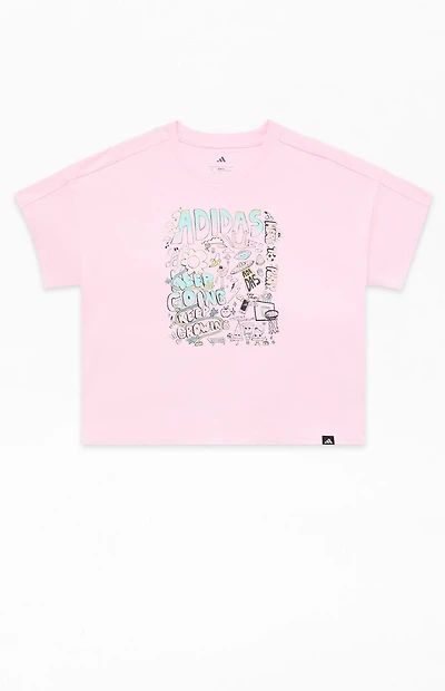 adidas Kids Light Pink Dropped Shoulder T-Shirt