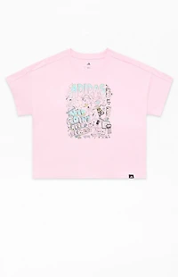 adidas Kids Light Pink Dropped Shoulder T-Shirt
