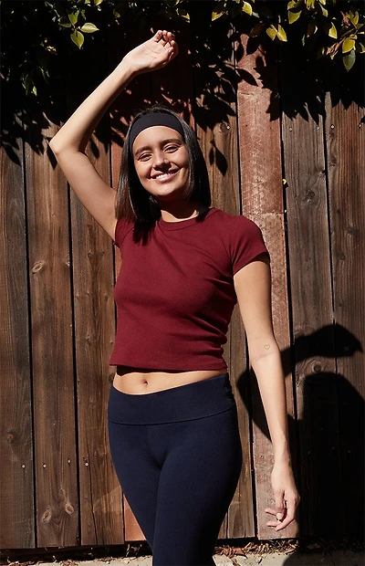 John Galt Burgundy Hailie Basic T-Shirt