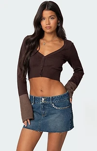 Edikted Color Block Flared Sleeve Cardigan