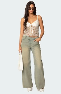 Edikted Flowery Sheer Embroidered Top