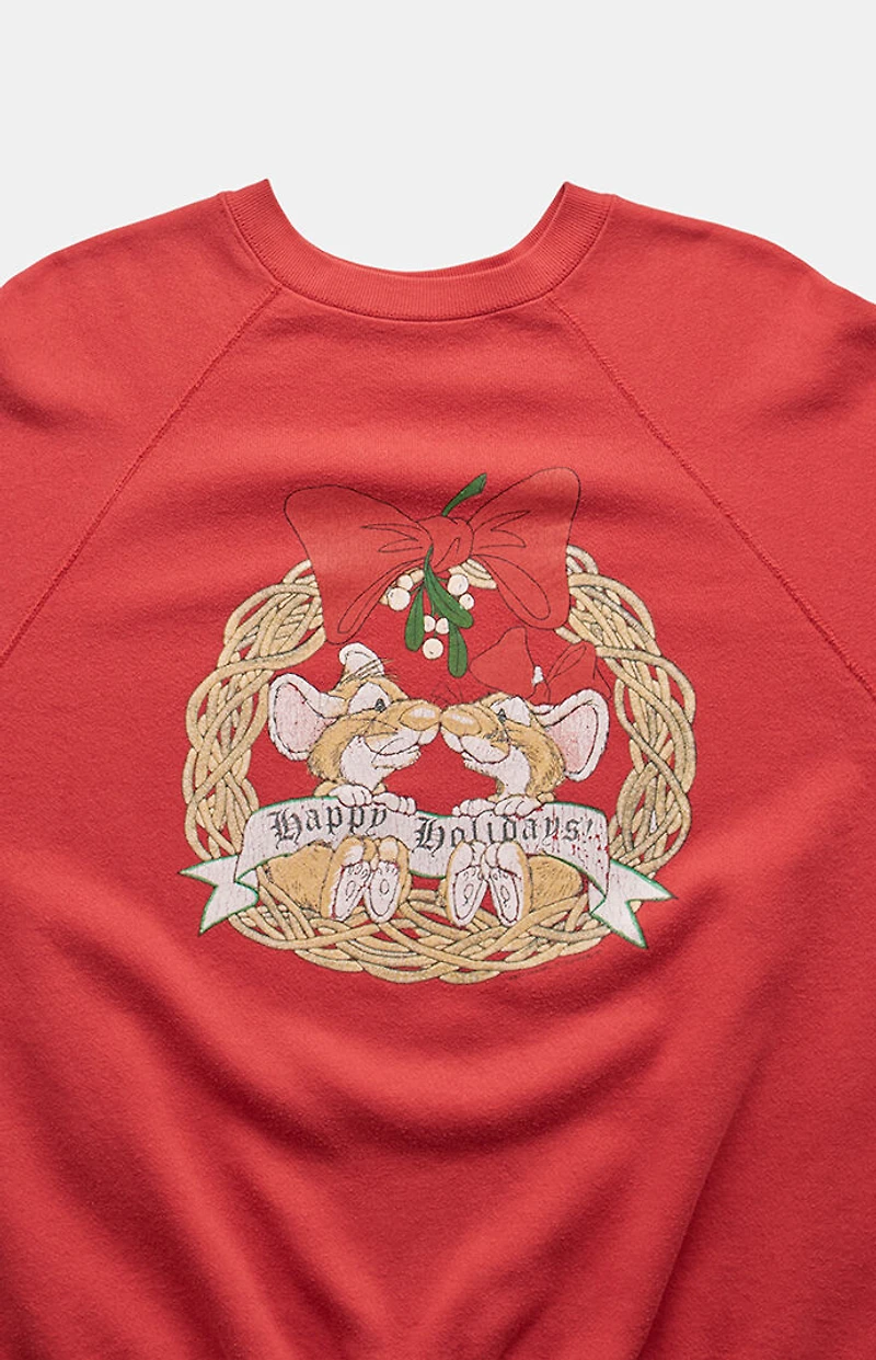 PS VINTAGE 80s Happy Holidays Mice Crew Neck Sweatshirt