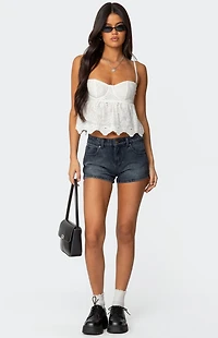 Edikted Siobhan Mid Rise Denim Shorts