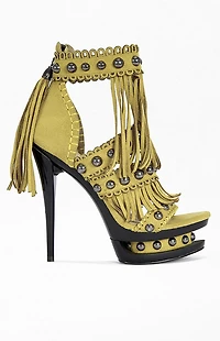 AZALEA WANG Women's Marova Mustard Stiletto Sandals