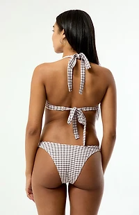 Third Charm Black & Pink Plaid Jade High Cut Bikini Bottom