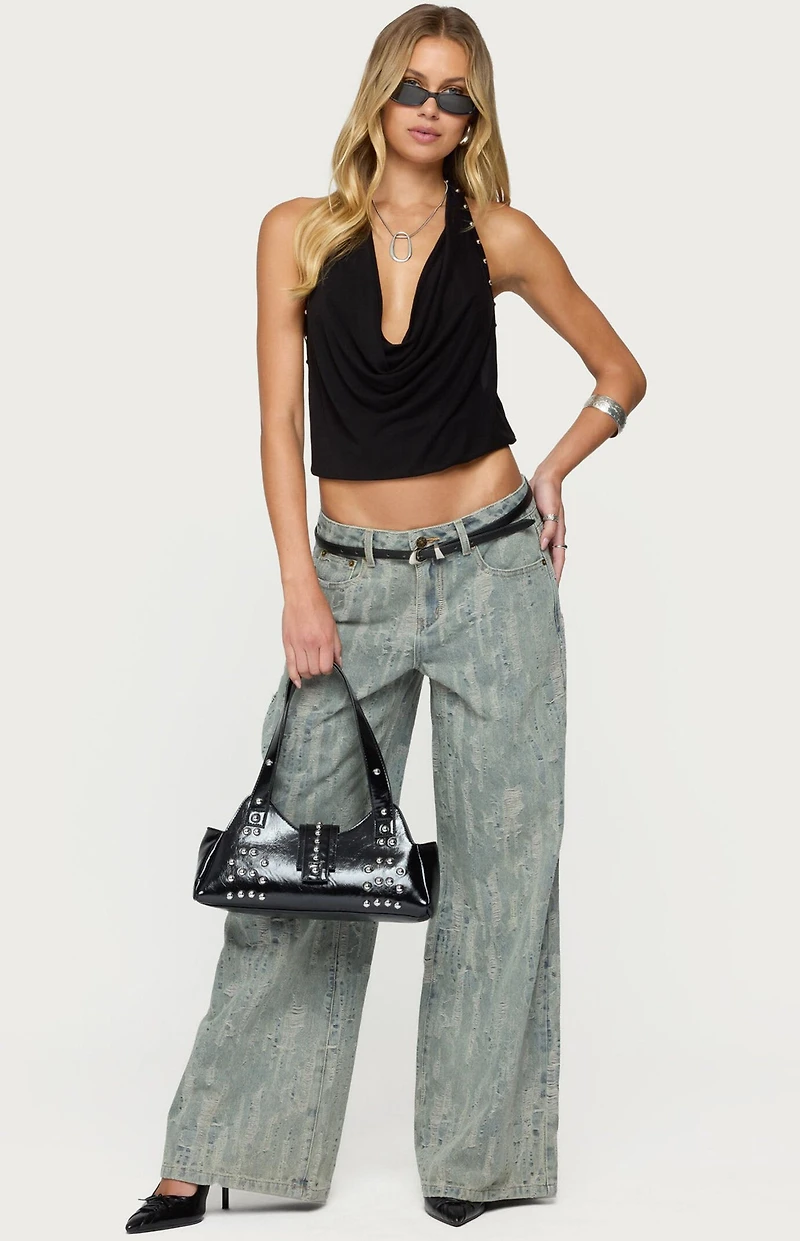 Edikted Irina Stud Cowl Neck Halter Top