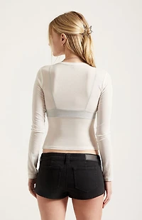 Pacsun Tatum Ultimate Low Rise Denim Micro Shorts Stretch Lace-Up Black