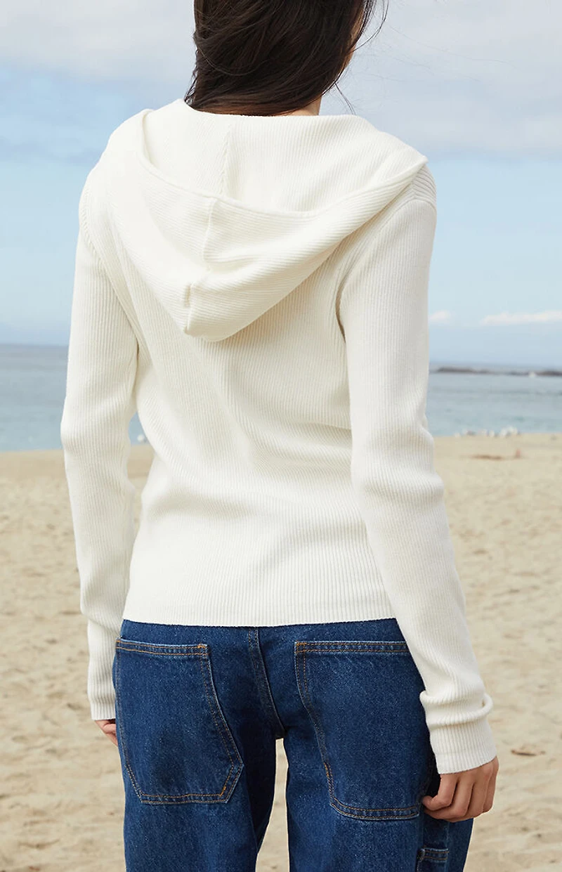 John Galt White Double Zip Sweater