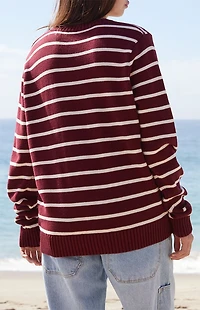 John Galt Martha Burgundy Martha Striped Sweater