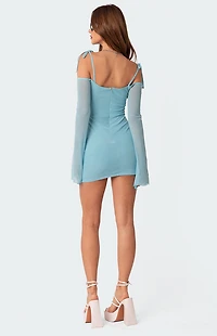 Edikted Ariel Off Shoulder Mesh Mini Dress