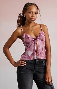 Third Charm Selena Floral Mesh Tank Top