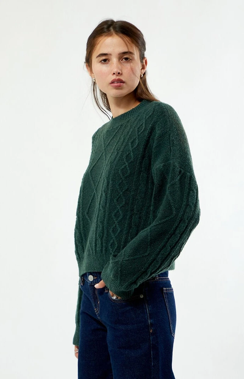 LA Hearts Cable Knit Cozy Crew Neck Sweater