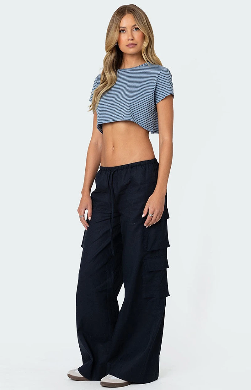 Edikted Stripey Cropped T-Shirt