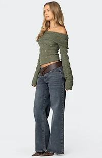 Edikted Kenna Fold Over Knit Top