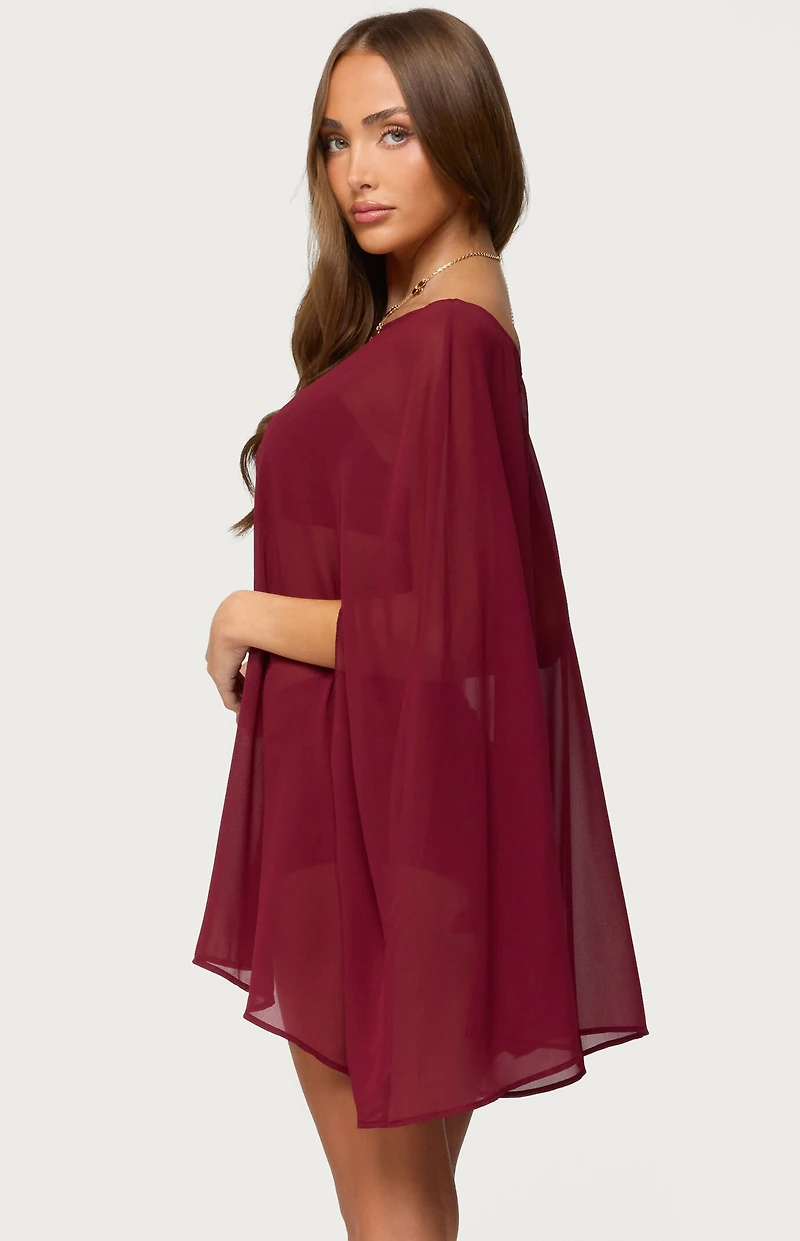 Edikted Mckenzie Sheer Chiffon Poncho