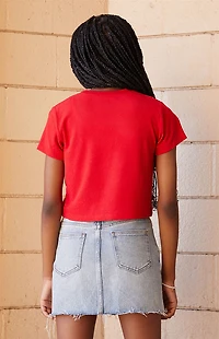 Pacsun Kids Red Ribbed Skimmer T-Shirt
