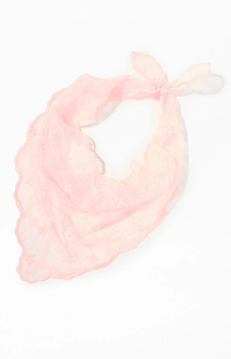 LA Hearts Pink Lace Headscarf