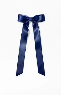 LA Hearts Navy Satin Bow Hair Barrette