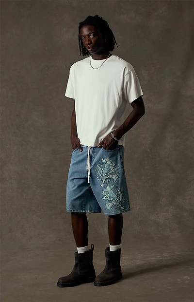 The Met x Pacsun Moon Flask Lily Baggy Jorts