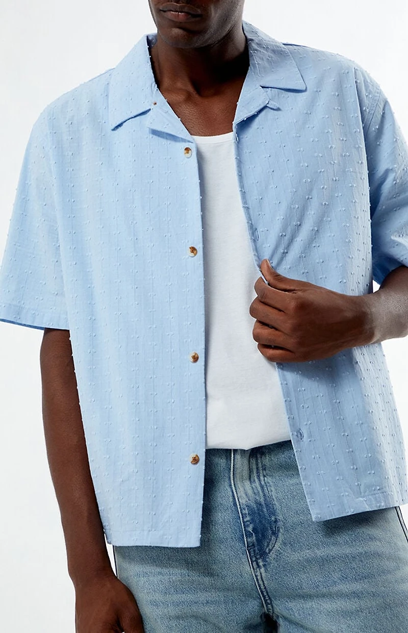 Pacsun Blue Pointelle Oversized Camp Shirt
