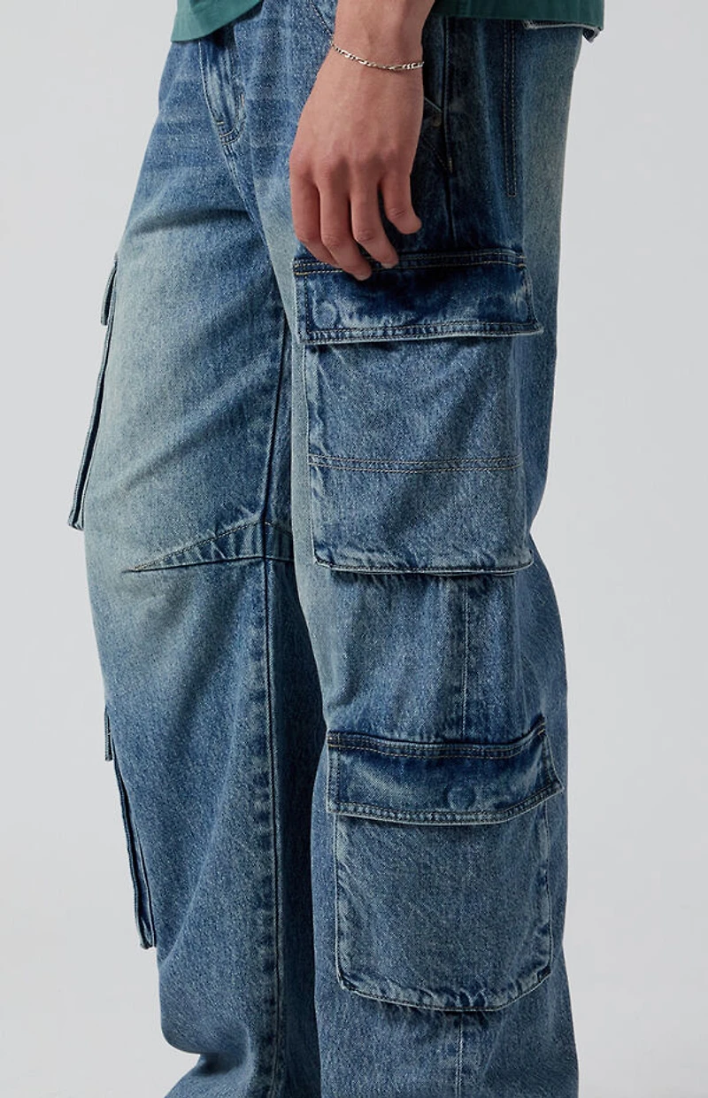 Pacsun Mason Baggy Barrel Jeans Cargo Dark Indigo