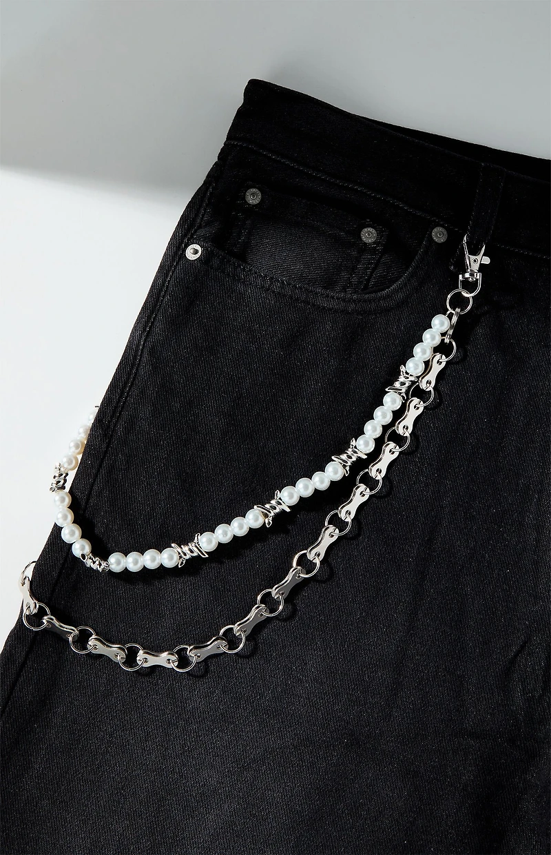 Pacsun Barbed Pearl Double Wallet Chain