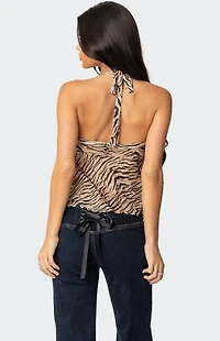 Edikted Tiger Printed Mesh Babydoll Top