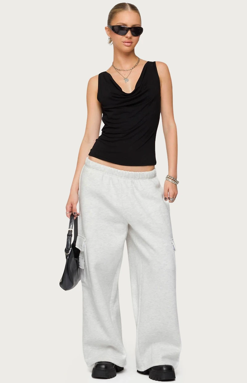 Edikted Petite Wide Leg Cargo Sweatpants