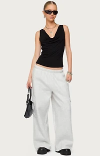 Edikted Petite Wide Leg Cargo Sweatpants