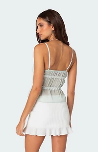 Edikted Addy Tie Front Sheer Chiffon Top