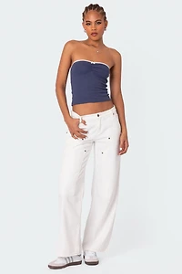 Edikted Kacey Strapless Waffle Top