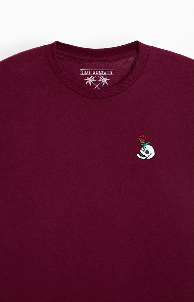 Riot Society Rose Skull Embroidered T-Shirt