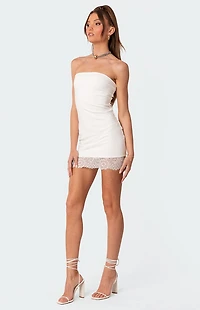Edikted Seraphina Lace Trim Mini Dress