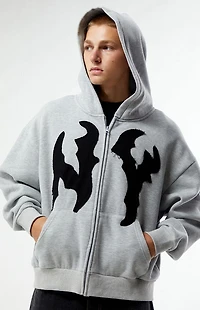Pacsun NY Raw Applique Full Zip Hoodie