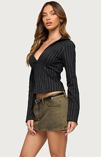 Edikted Araceli Pinstripe Tailored Shirt