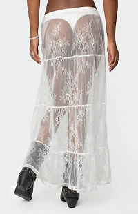 Edikted Tiered Sheer Lace Maxi Skirt