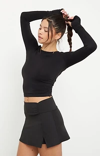 PAC 1980 Active Black Princess Cinched Yoga Mini Skort