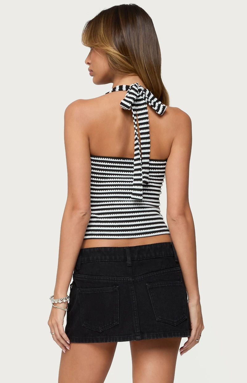 Edikted Lovina Textured Striped Halter Top