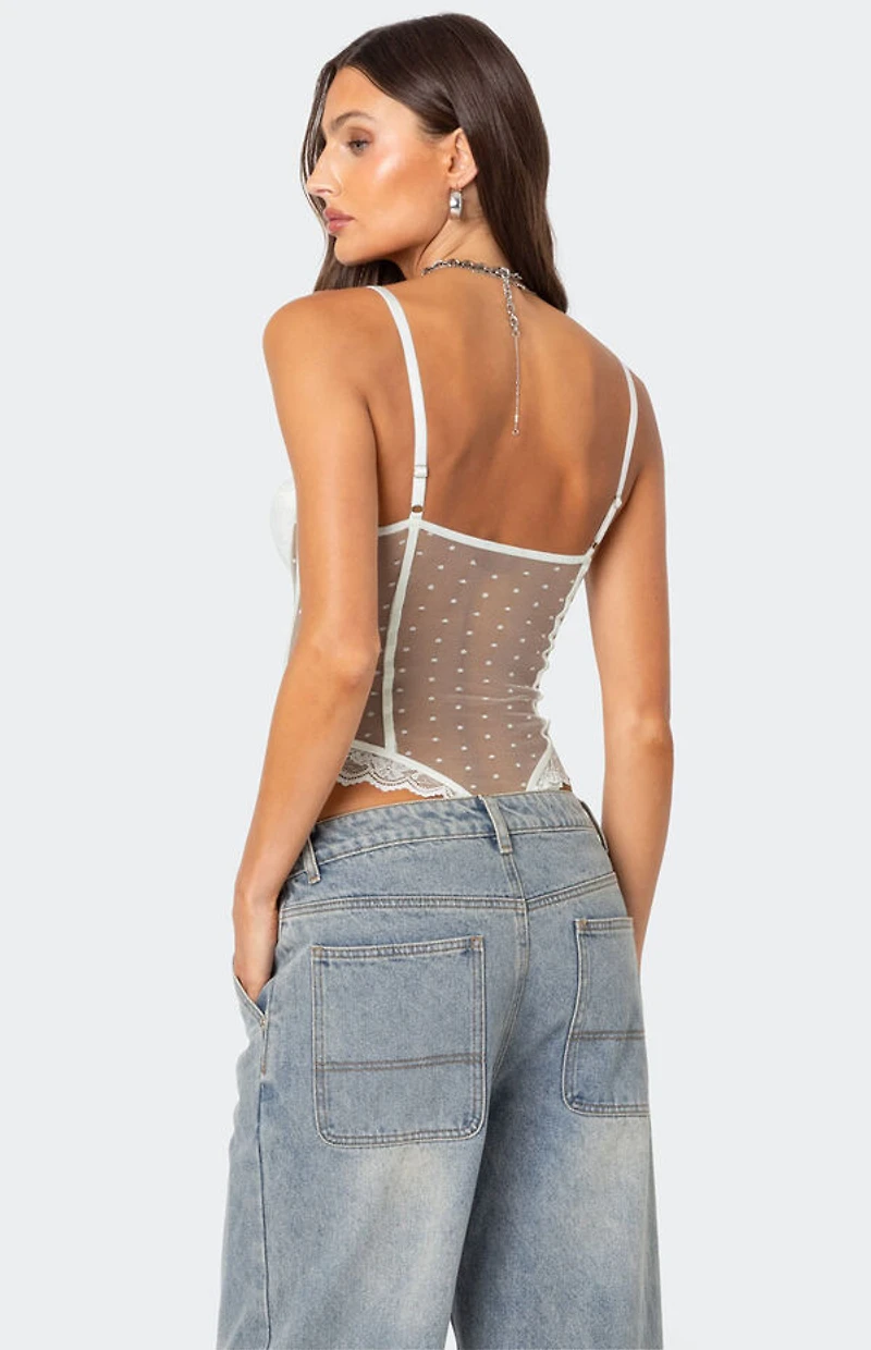 Edikted Cabaret Lacey Sheer Mesh Bodysuit