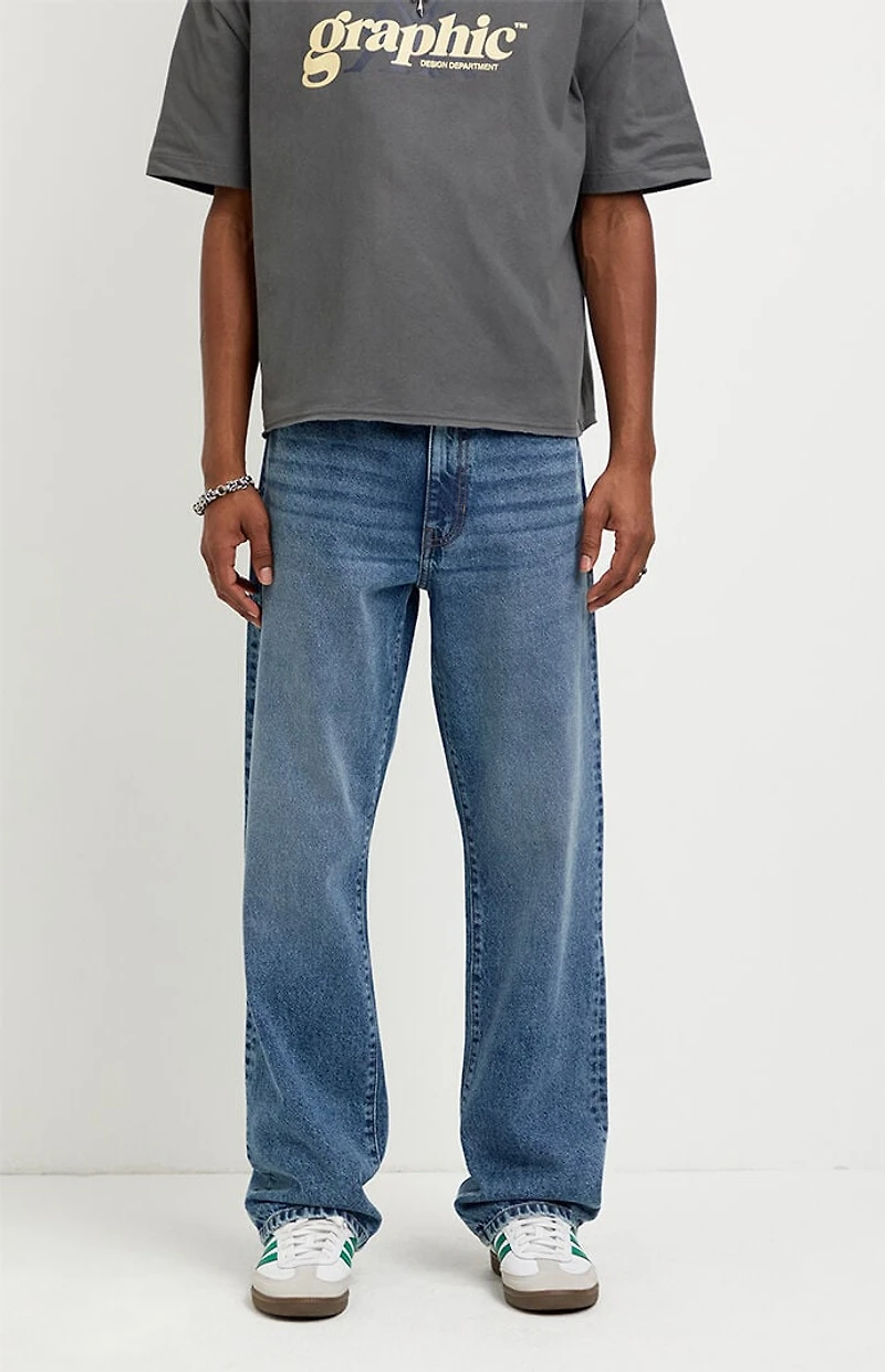 Pacsun Logan Relaxed Straight Jeans Medium Blue