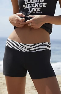 John Galt Black Madelyn Zebra Lounge Shorts