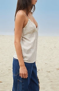 John Galt Light Brown Striped Edith Tank Top