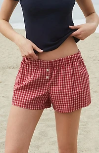 John Galt Red Plaid Keira Boxer Shorts
